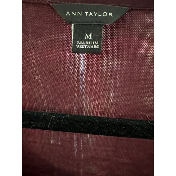 Ann Taylor size M purple knit with polka dot overlay long sleeve sweater - Picture 4 of 7